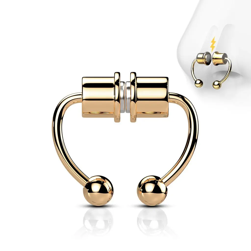 Zlacený falešný magnetický septum piercing do nosu - NS0048-RD