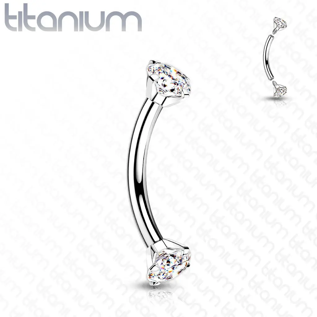 Piercing do obočí TITAN, barva: čirá (1,2 x 8 mm) - TIT1131C-12083