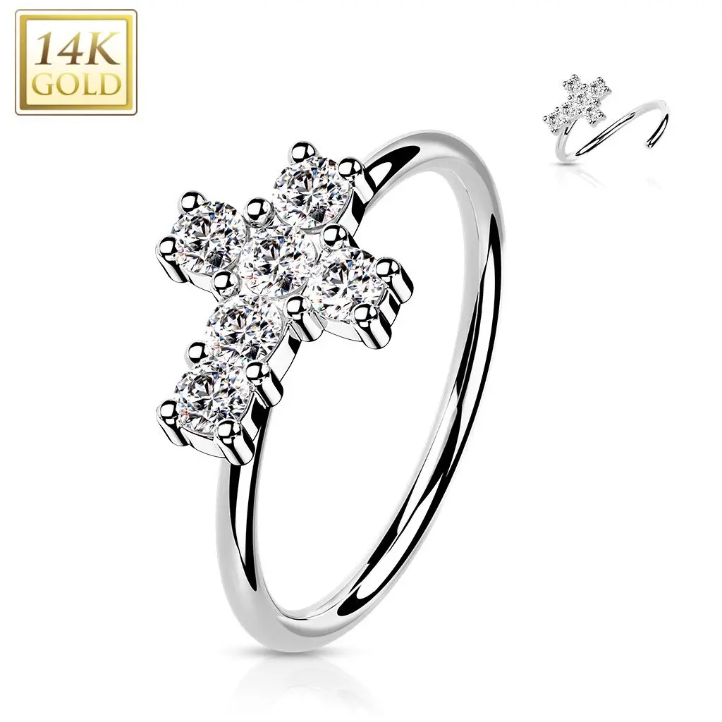 MARRE Zlatý piercing do nosu kruh, 0,8 x 8 mm, Au 585/1000 - ZL01225-WG