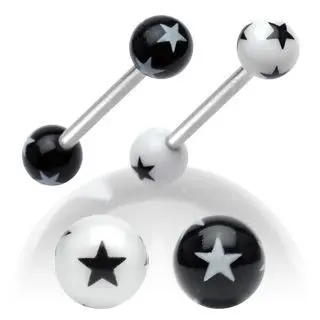 Piercing do jazyku s hvězdami (černá) - PJ01048-K