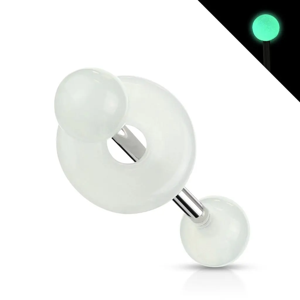 Piercing do jazyka - svítící (bílá) - PJ01172-W