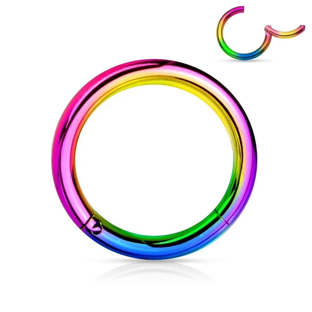 Piercing segment kruh - duhový (1,2 x 8 mm) - K01039W-1208