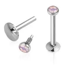 Piercing do brady - labreta, opalit růžový (1,2 x