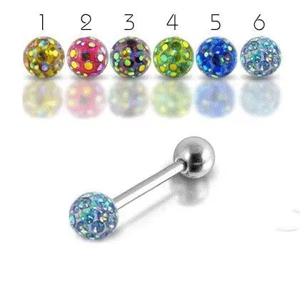 Piercing do jazyka s krystaly Crystals From Swarovski (č. 1) - PJ01211-01