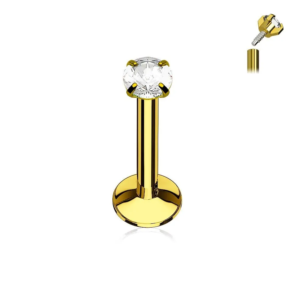 S4U Piercing do brady zlacený, čirý kamínek (1,2 x