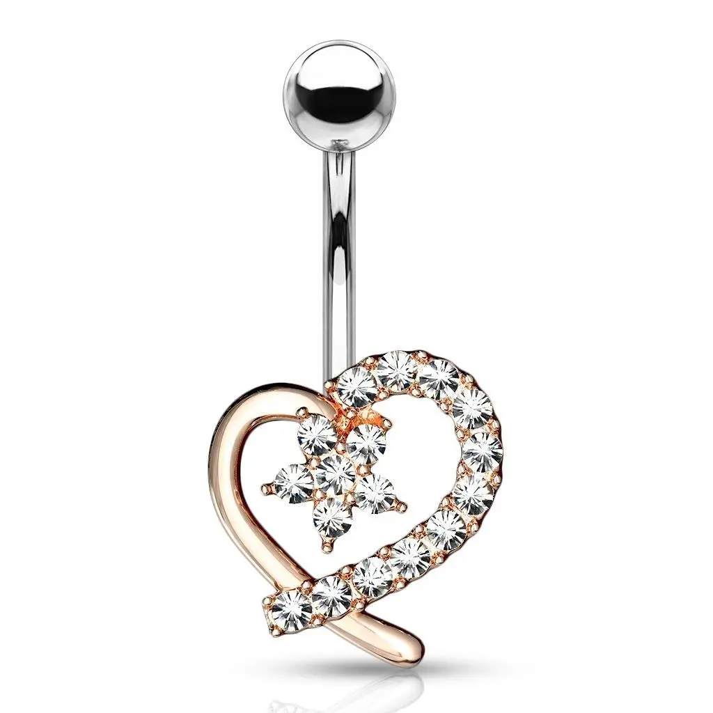 S4U Piercing do pupíku, čiré zirkony (žluté zlato) - WP0027-GD