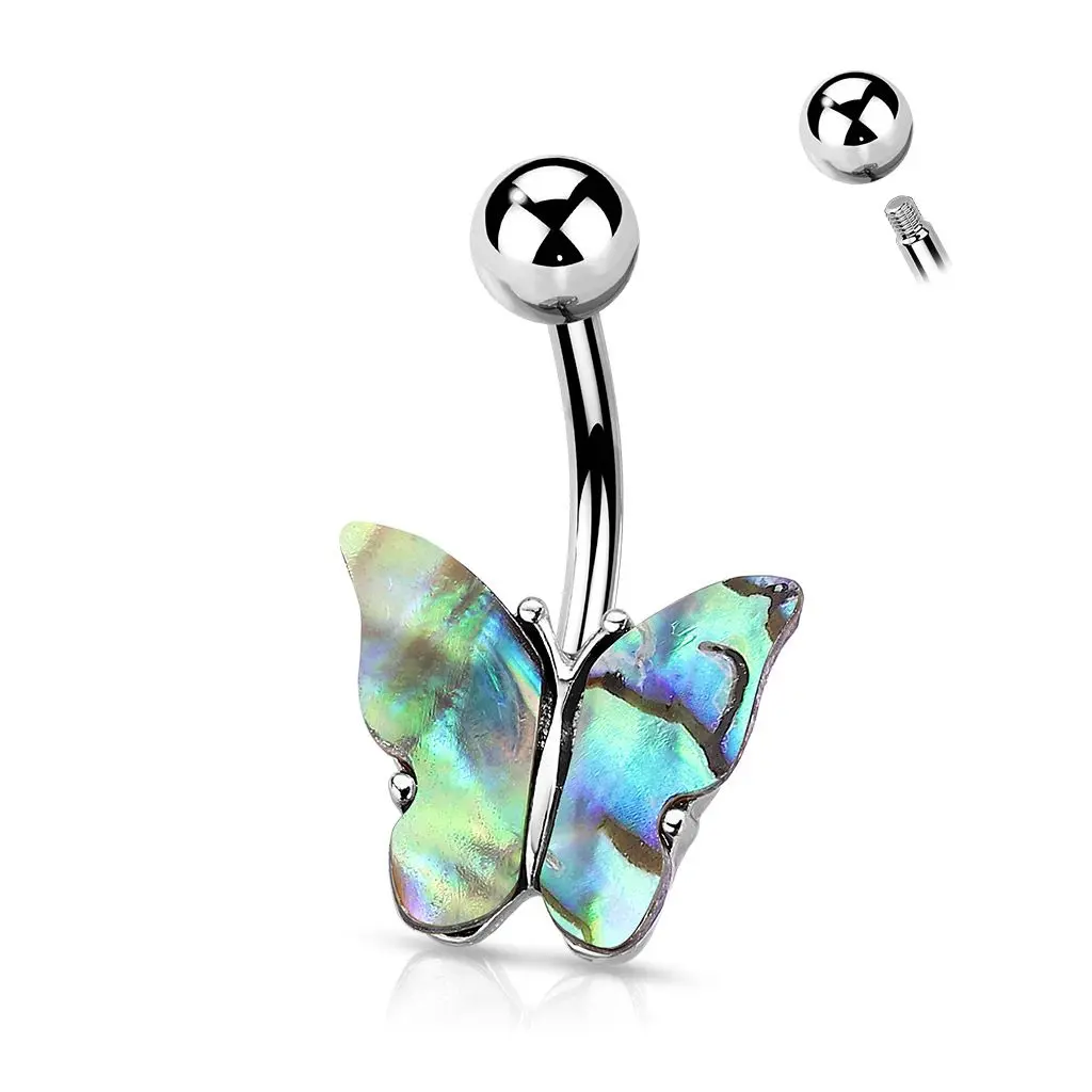 Piercing do pupíku motýl s perletí - WP01142-01