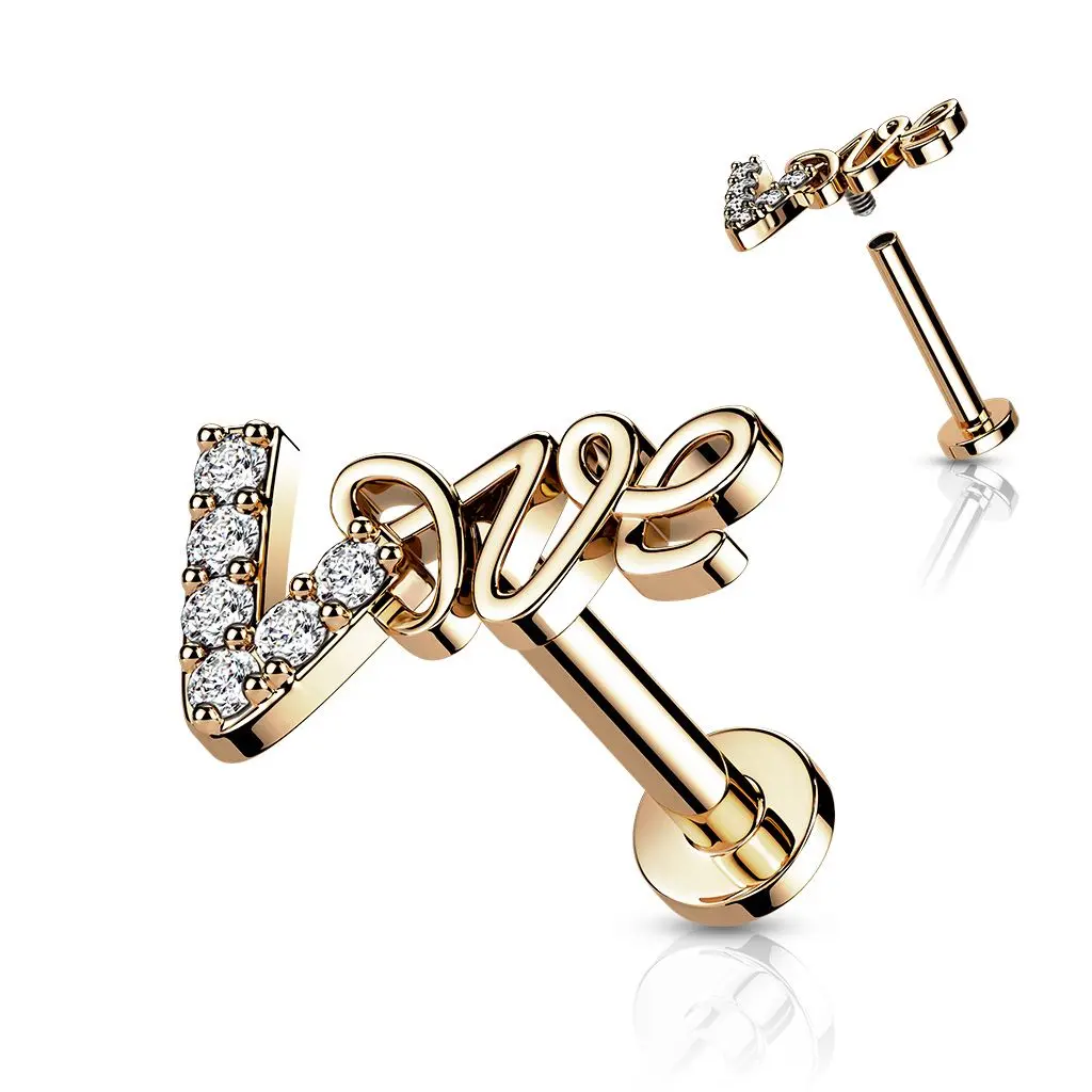 S4U Zlacený piercing do brady Love (1,2 x