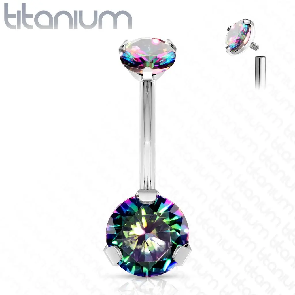 Piercing do pupíku vnitřní závit, zirkon - TITAN (vitrail medium) - TIT1142-VM