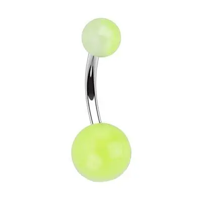 Piercing do pupíku (bílá/zelená) - BA01066-WG
