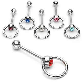 Piercing do jazyka pohyblivý (čirá, 1,6 x 16 mm)