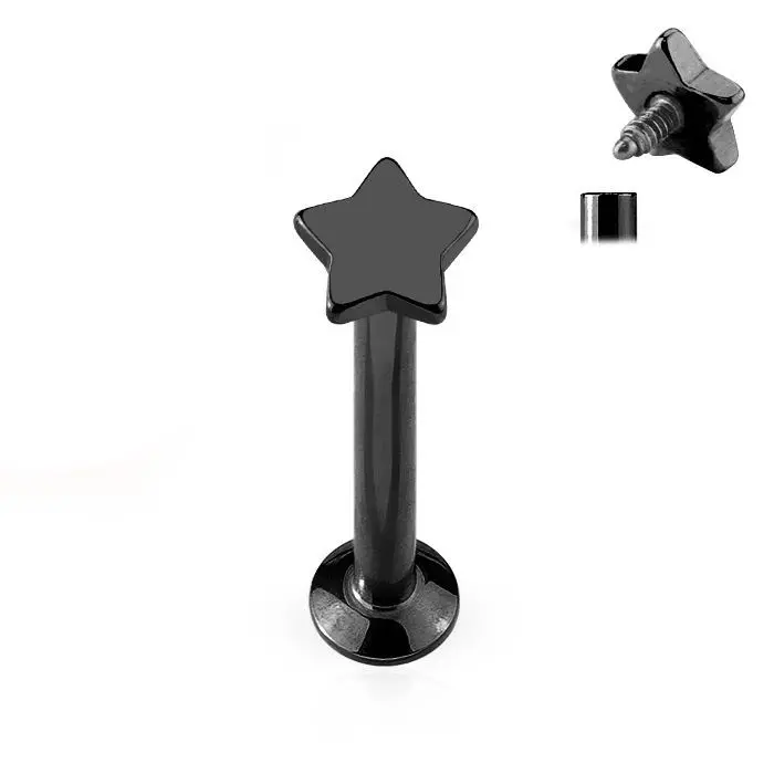 S4U Piercing do brady - labreta černá (1,2 x 8 mm) - LB1036K-1208