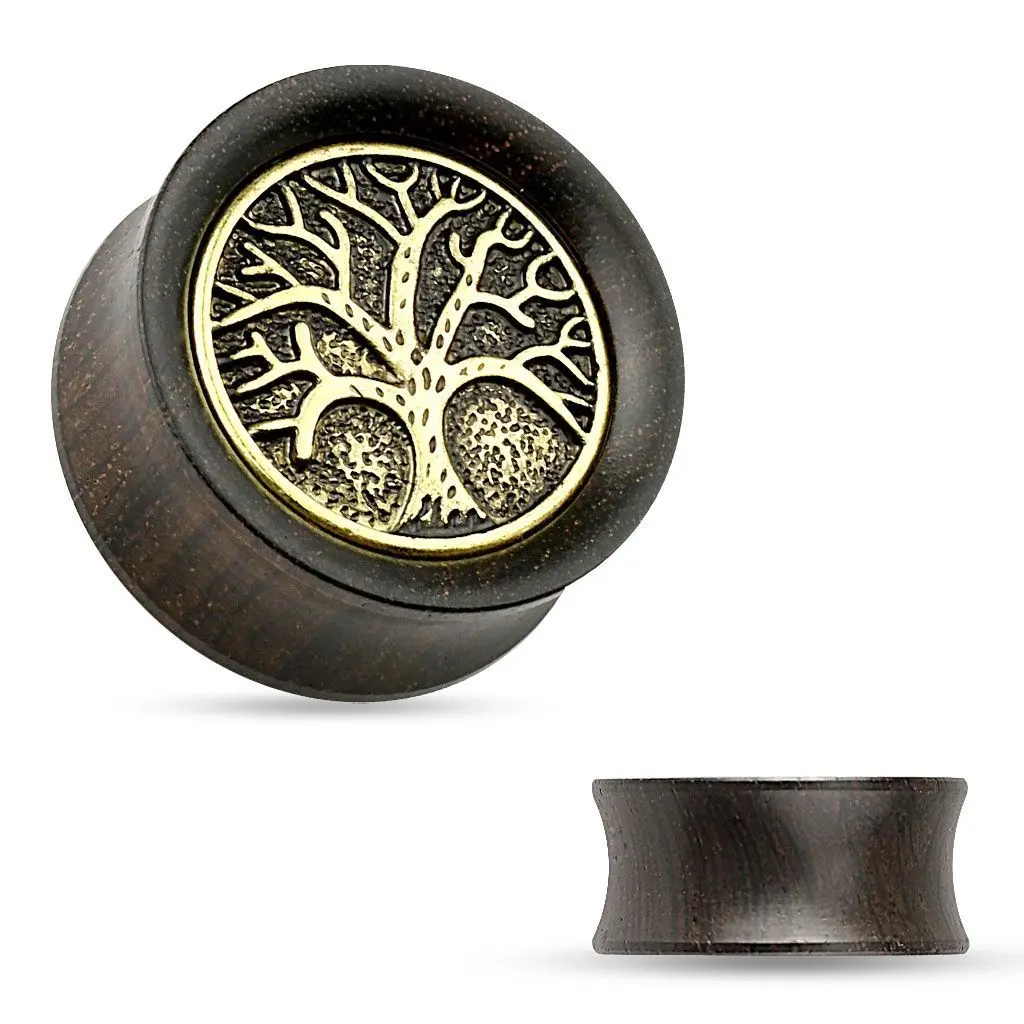 Dřevěný plug do ucha Strom života (12 mm) - PL01193-12