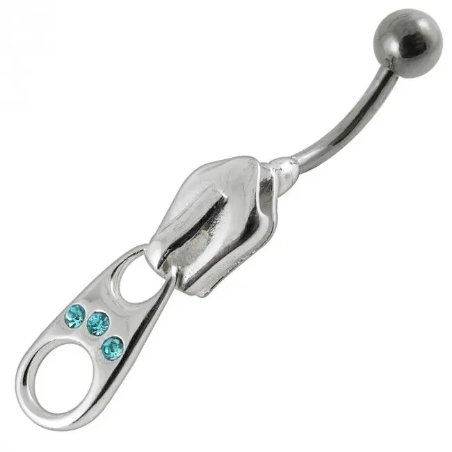 S4U Stříbrný piercing do pupíku - zip