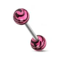 Piercing do jazyka - zebrovaný (růžová) - PJ01158-P