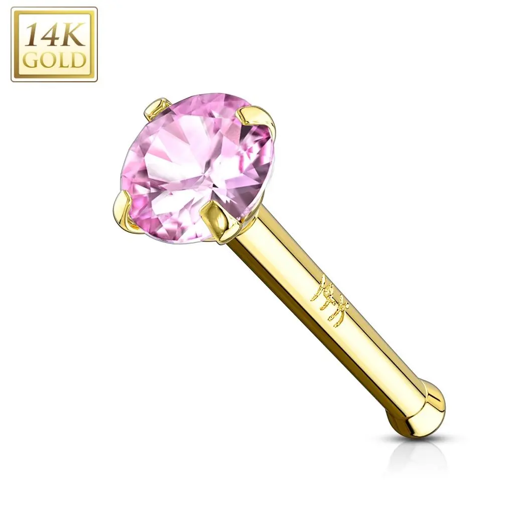 Zlatý piercing do nosu, Au 585/1000 (růžová, 0,09 g) - ZL01126P-YG