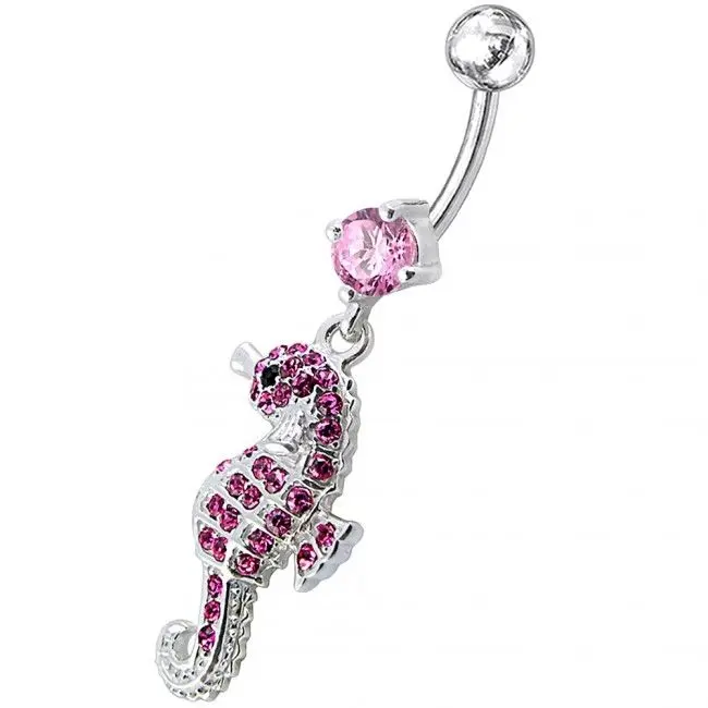 S4U Stříbrný piercing do pupíku - mořský koník