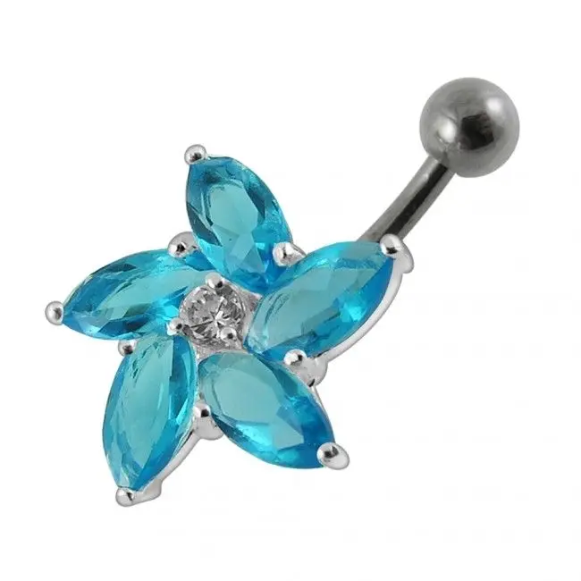 S4U Stříbrný piercing do pupíku - kytička