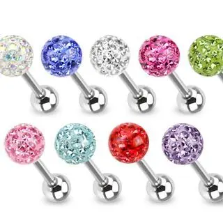 Piercing do jazyka s krystaly Crystals From Swarovski (světle fialová) - PJ01015-TZ