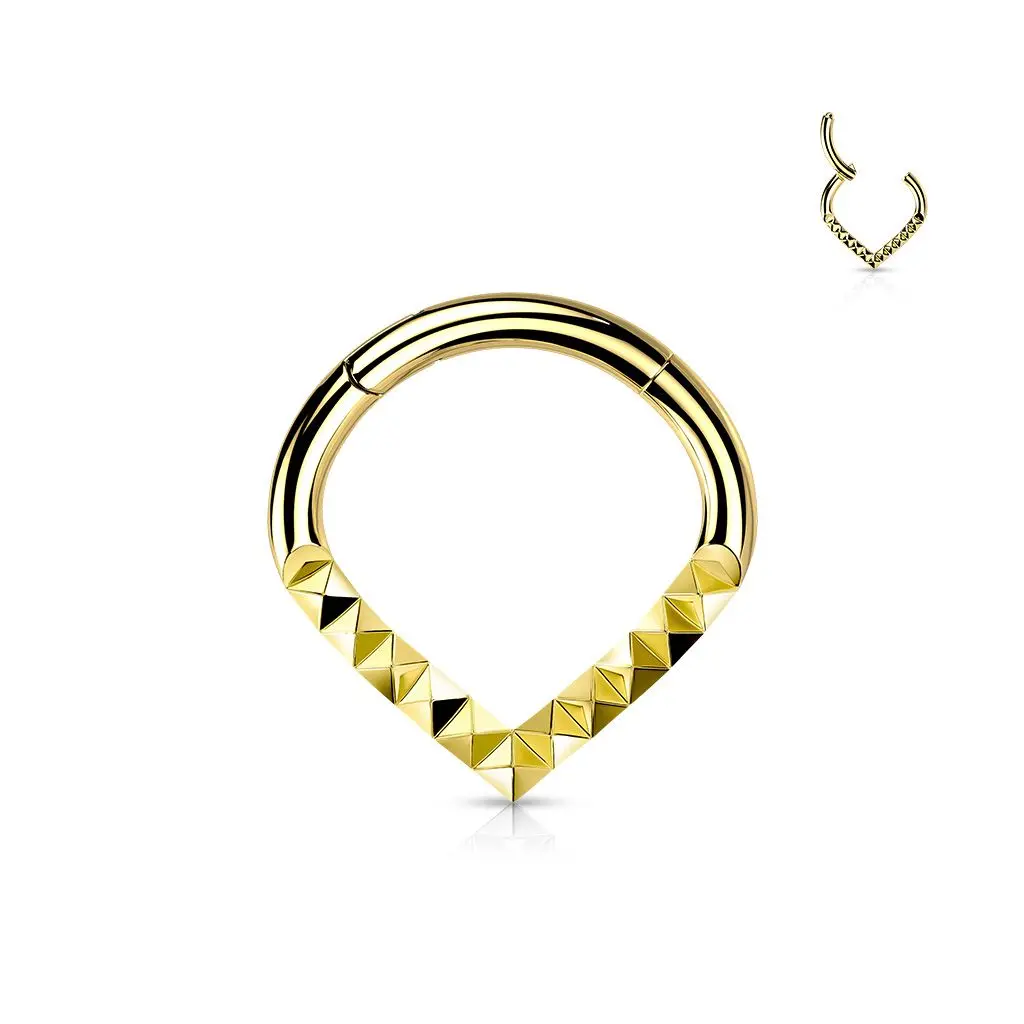 Zlacený segment piercing špičatý - helix / cartilage / tragus piercing 1,2 x 8 mm - NS0054GD-1208