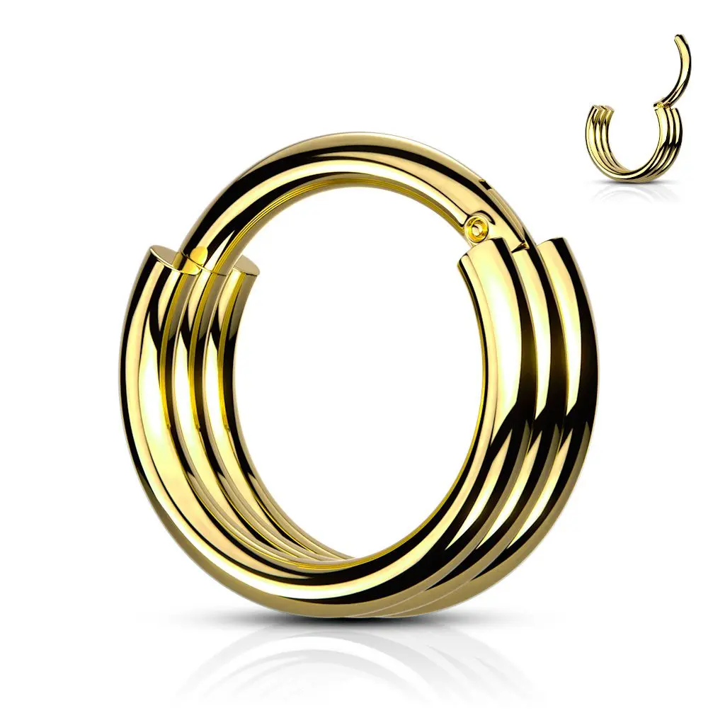Zlacený piercing kruh segment (1,2 x 10 mm) - K01056GD-1210