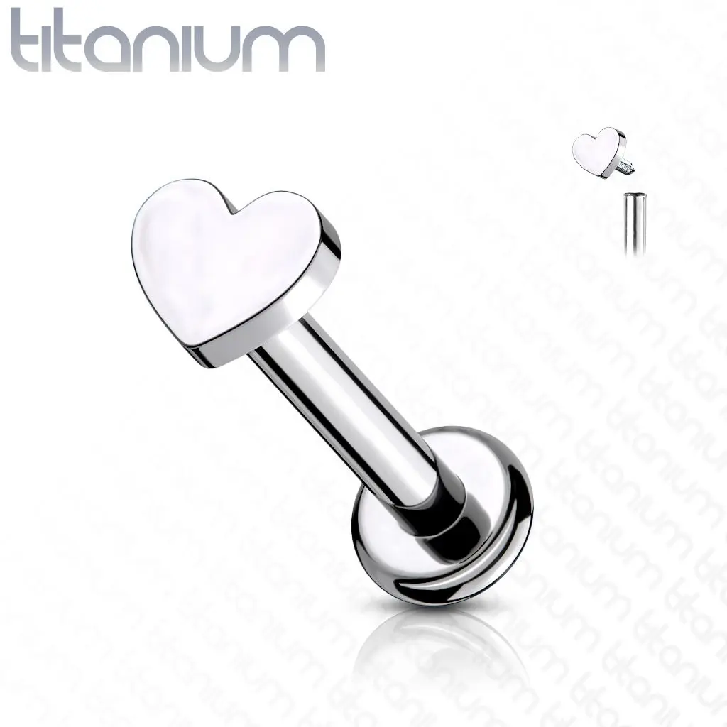 MARRE Piercing do brady - labreta TITAN srdíčko (1,2 x