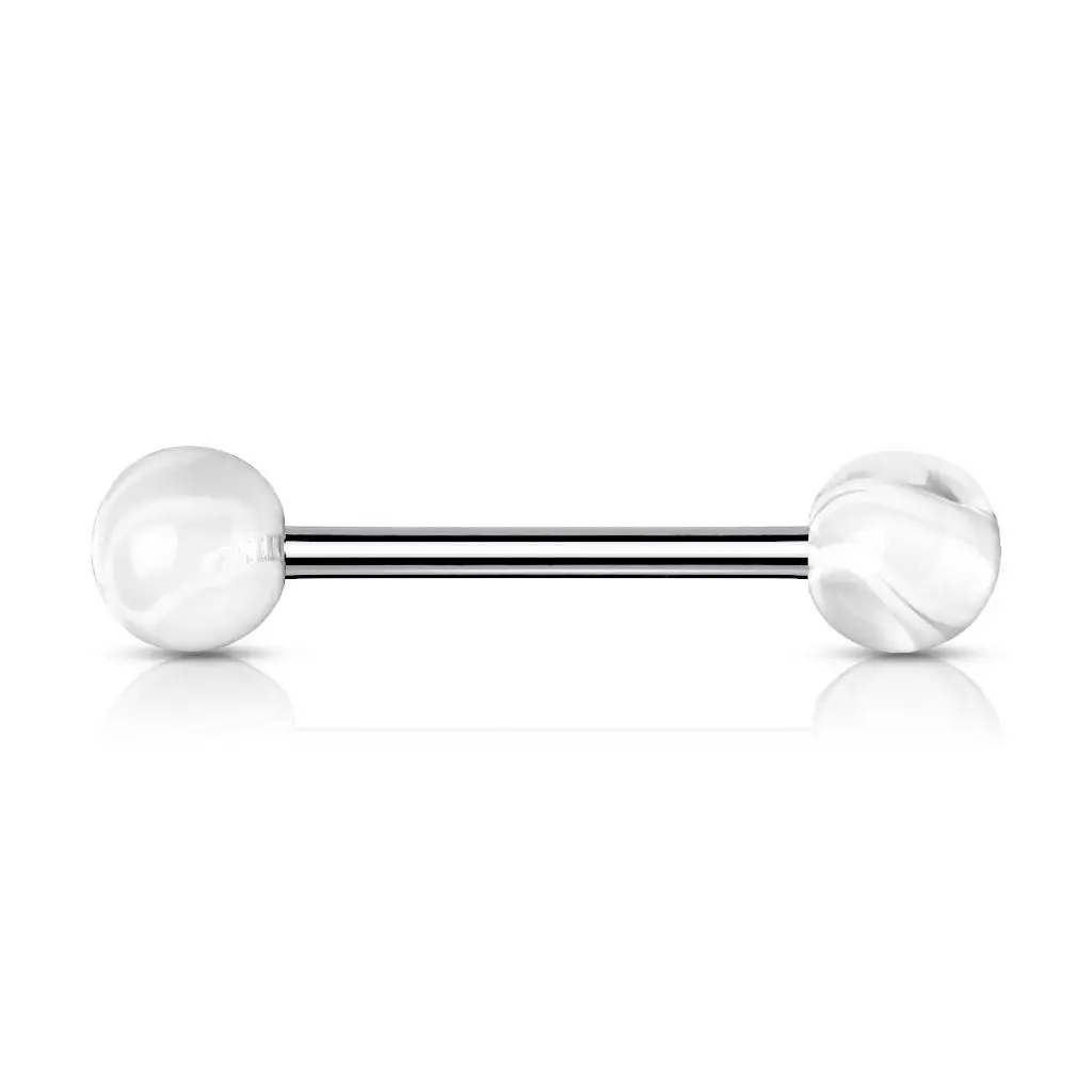 Piercing do jazyka akrylát (bílá) - PJ01096-W