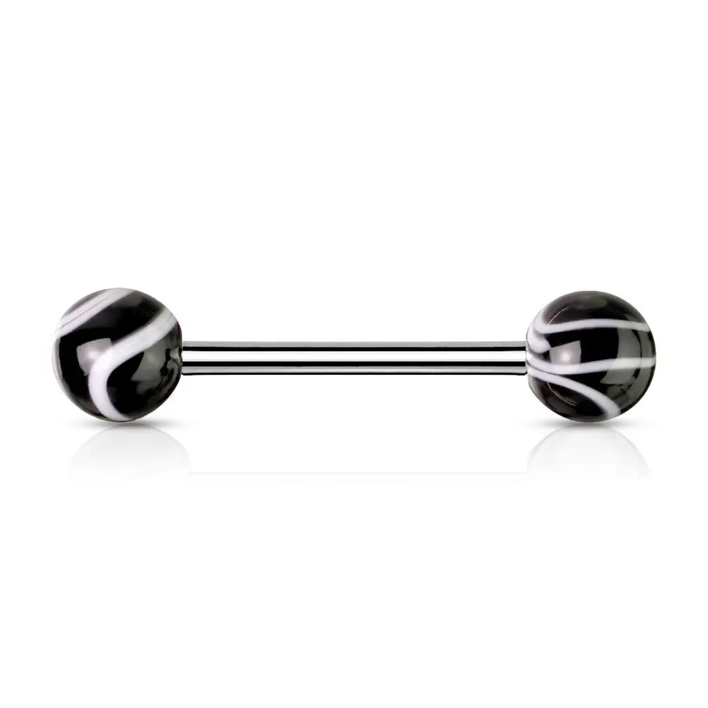 Piercing do jazyka akrylát (černá) - PJ01096-K