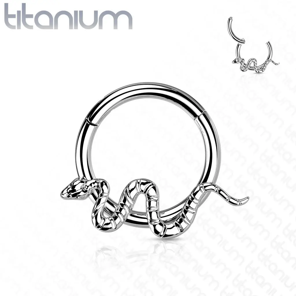 Segment kruh s hadem - helix / cartilage / tragus piercing TITAN (1,2 x 10 mm) - TIT1162-1210