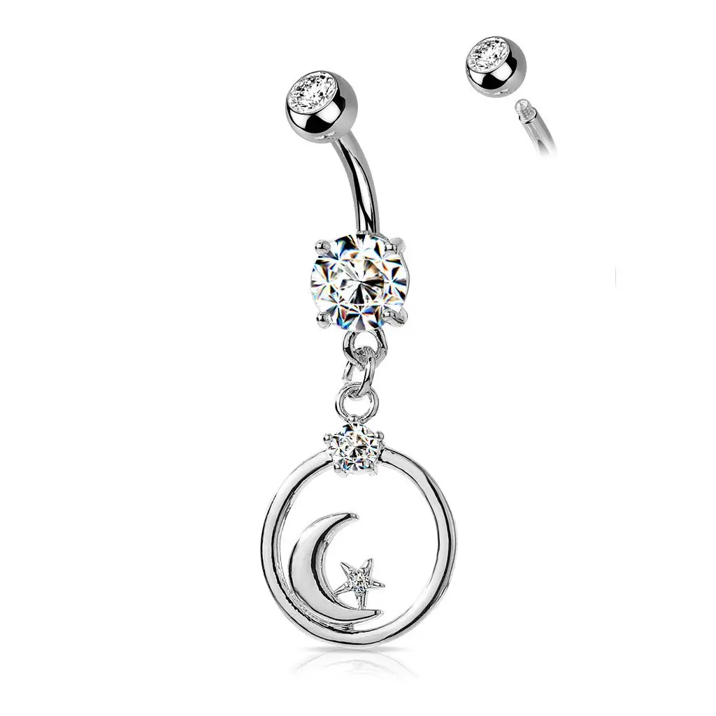 Piercing do pupíku - mesíc a hvězda - WP0055
