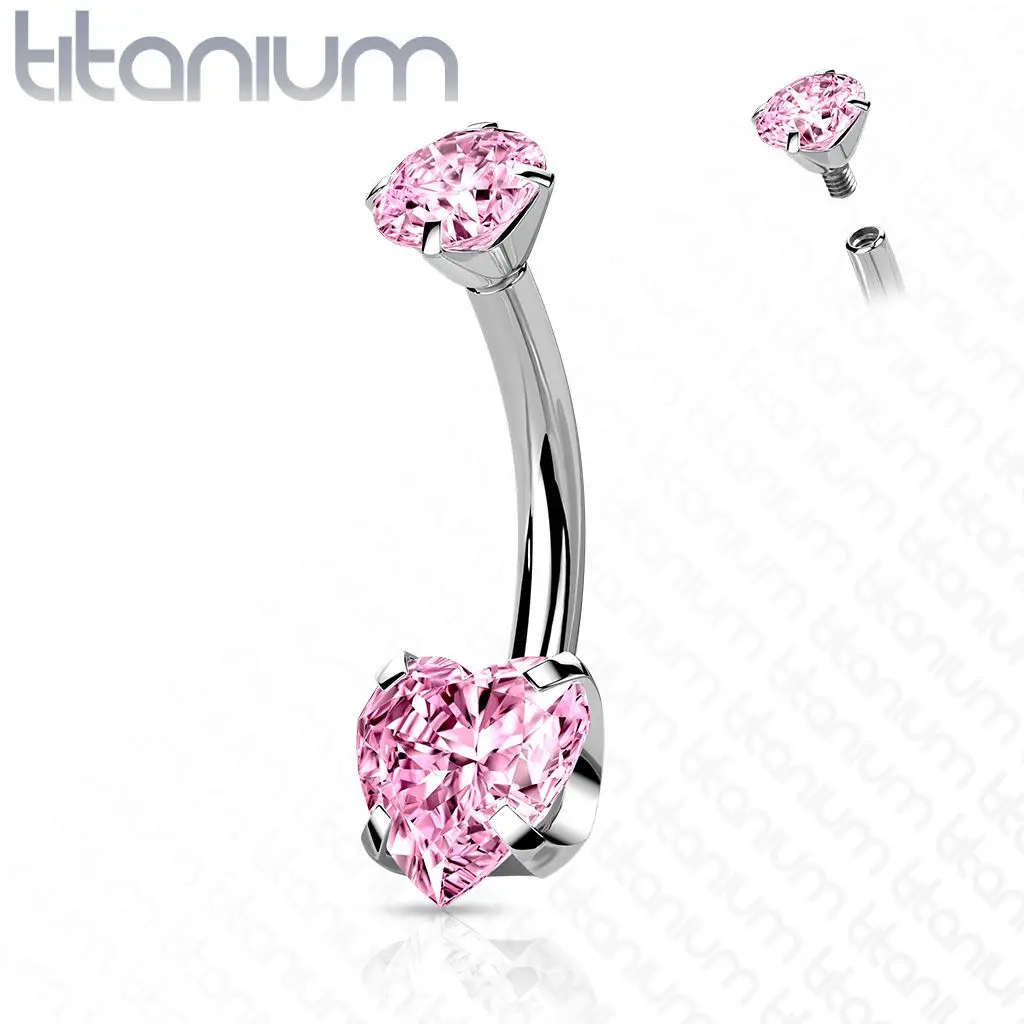 Piercing do pupíku srdíčko - TITAN (růžová) - TIT1176-P