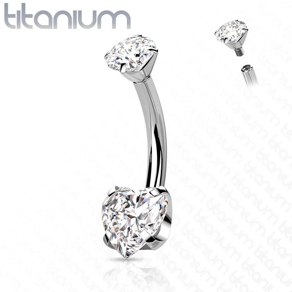 Piercing do pupíku srdíčko - TITAN (čirá) - TIT1176-C