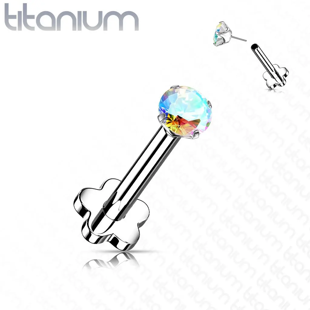 PUSH IN piercing do brady / ucha TITAN 1,2 x 8 mm (duhová) - TIT1170-AB
