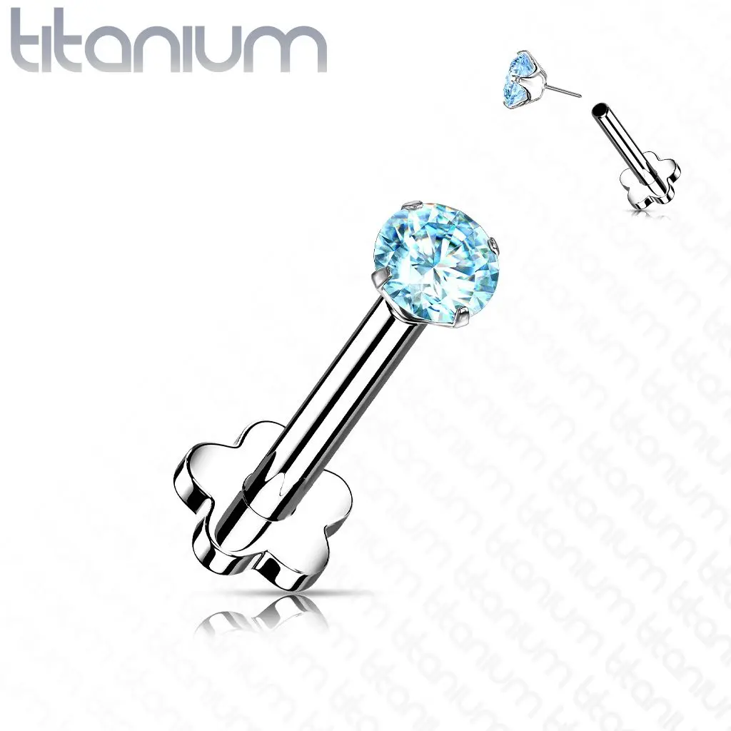 PUSH IN piercing do brady / ucha TITAN 1,2 x 8 mm (tyrkysová) - TIT1170-Q