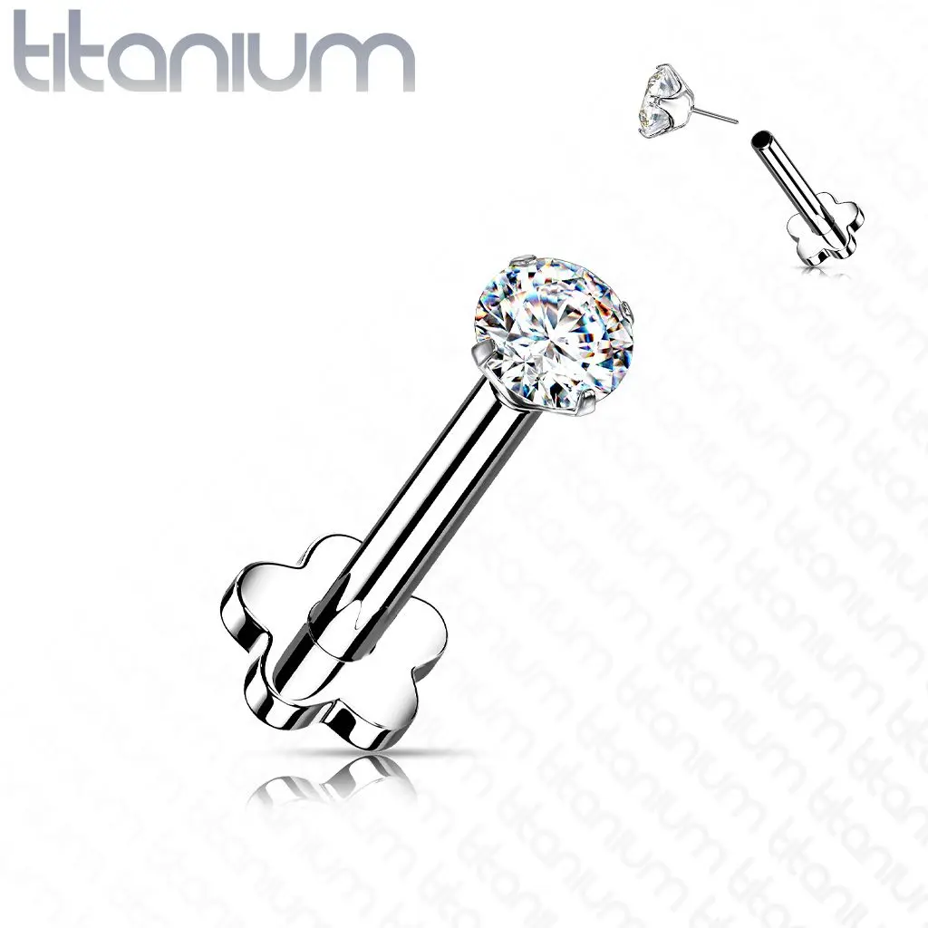 PUSH IN piercing do brady / ucha TITAN 1,2 x 8 mm (čirá) - TIT1170-C