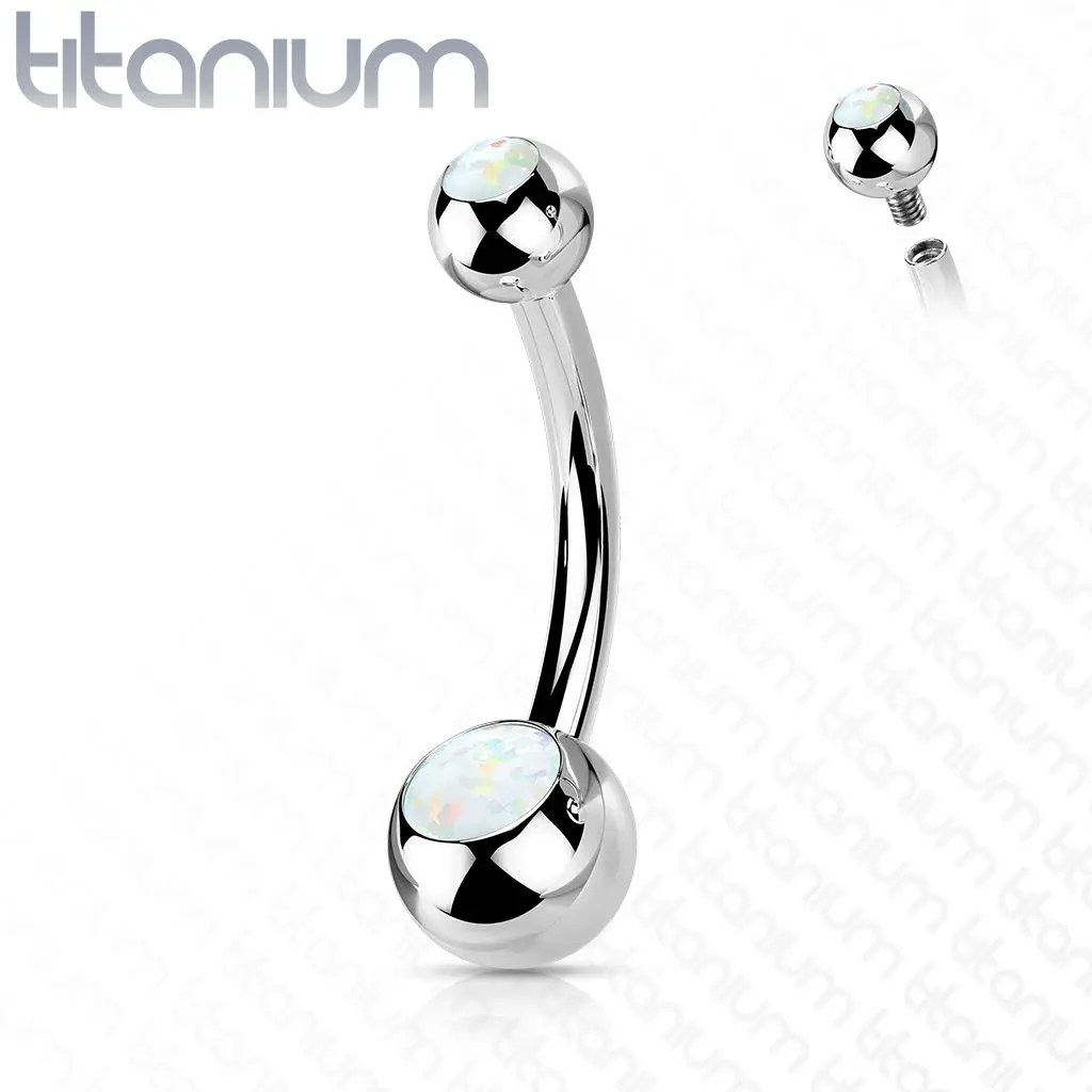 Piercing do pupíku banánek - TITAN, opál