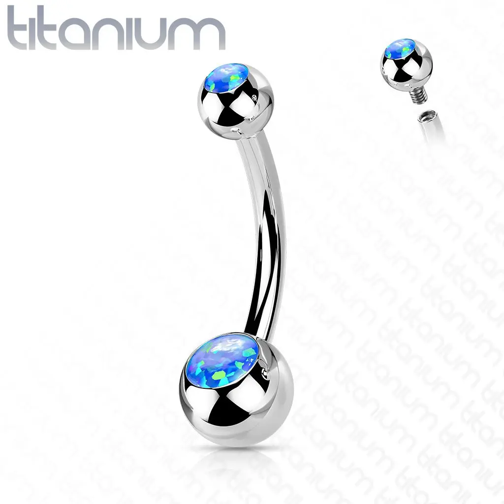 Piercing do pupíku banánek - TITAN, opál
