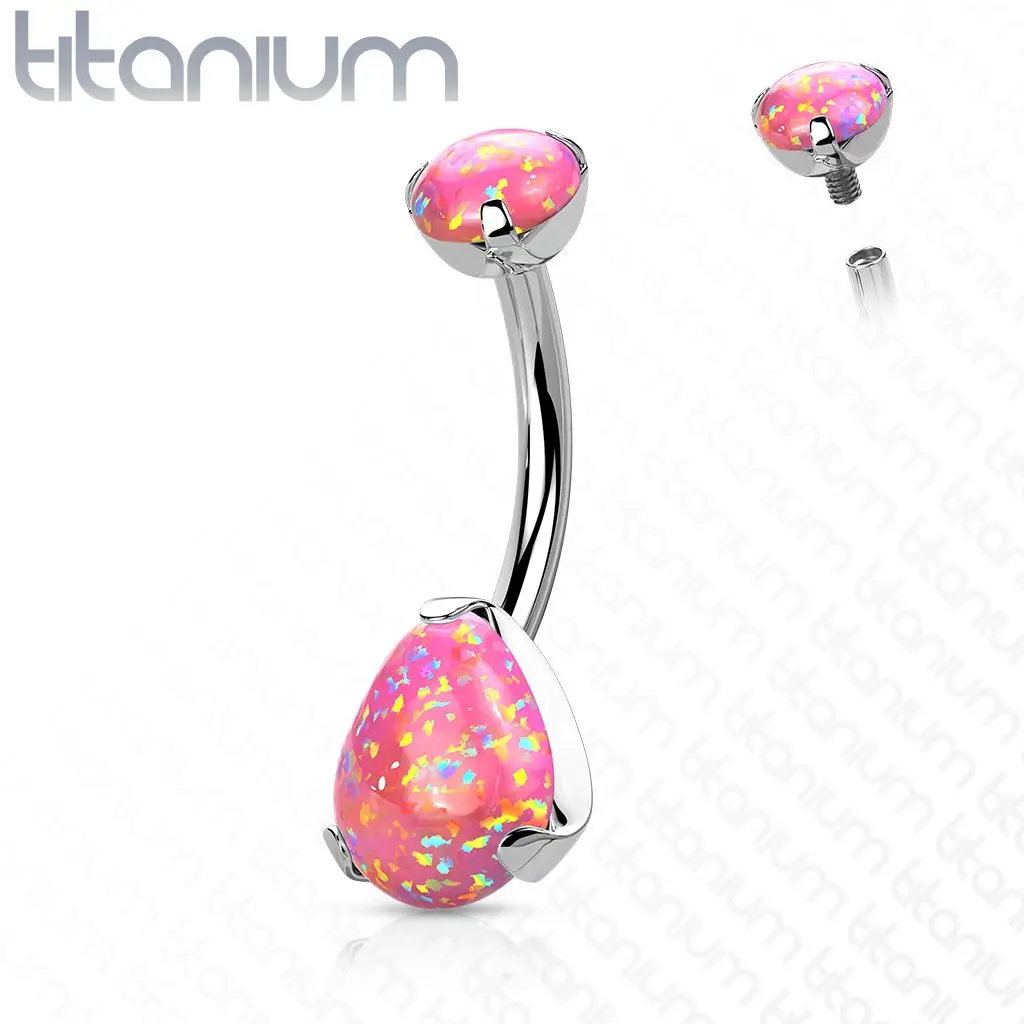 Piercing do pupíku - TITAN, opál
