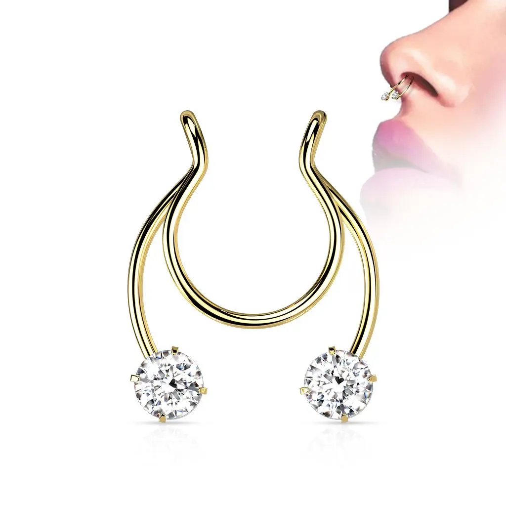 Falešný piercing do nosu - septum (zlatá) - ST0018-GD