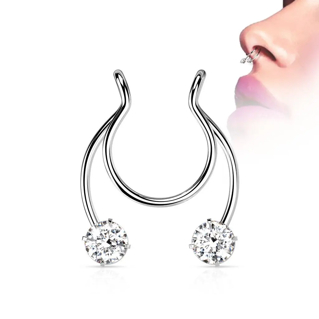 Falešný piercing do nosu - septum (ocelová) - ST0018-ST