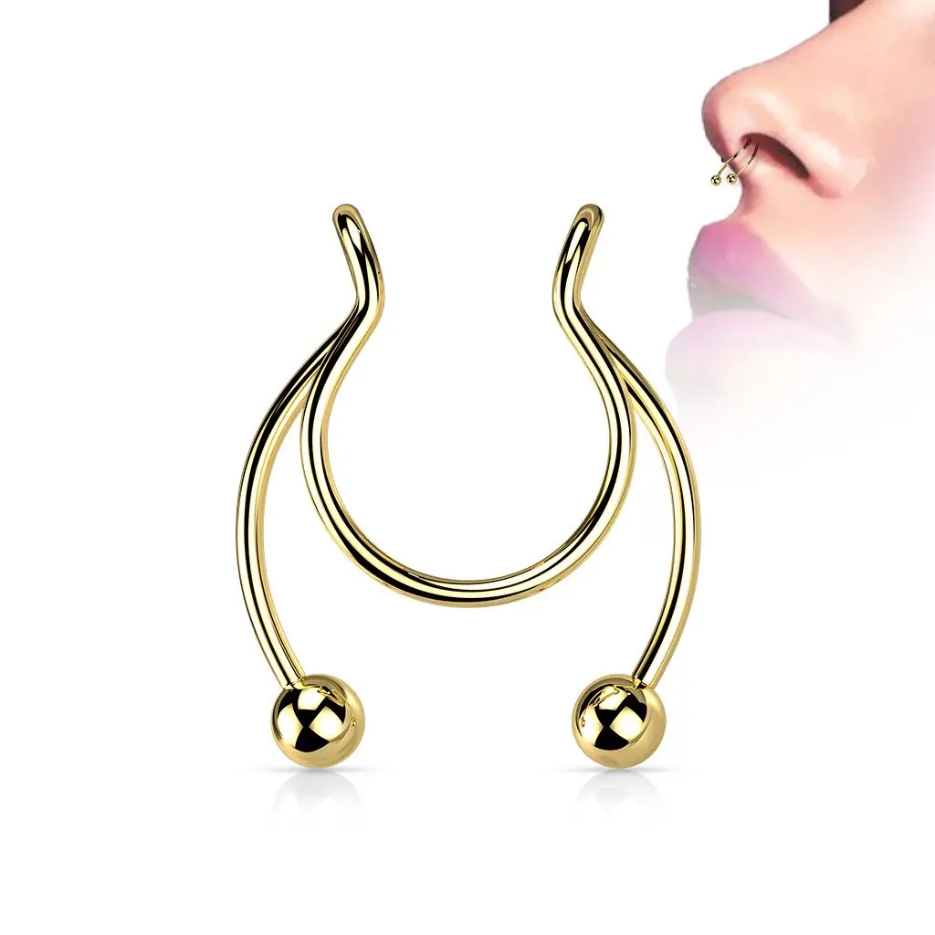 Falešný piercing do nosu - septum (zlatá) - ST0017-GD