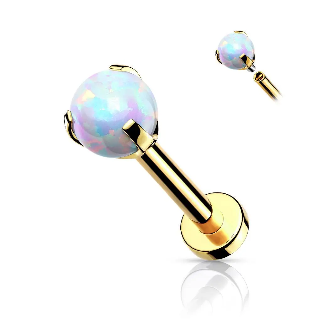 S4U Labreta s opálem, tyčka 1,2 x 8 mm (gold)