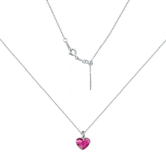NUBIS Minimalistický stříbrný náhrdelník se srdcem Crystals from Swarovski Fuchsia - NB-0204-FU