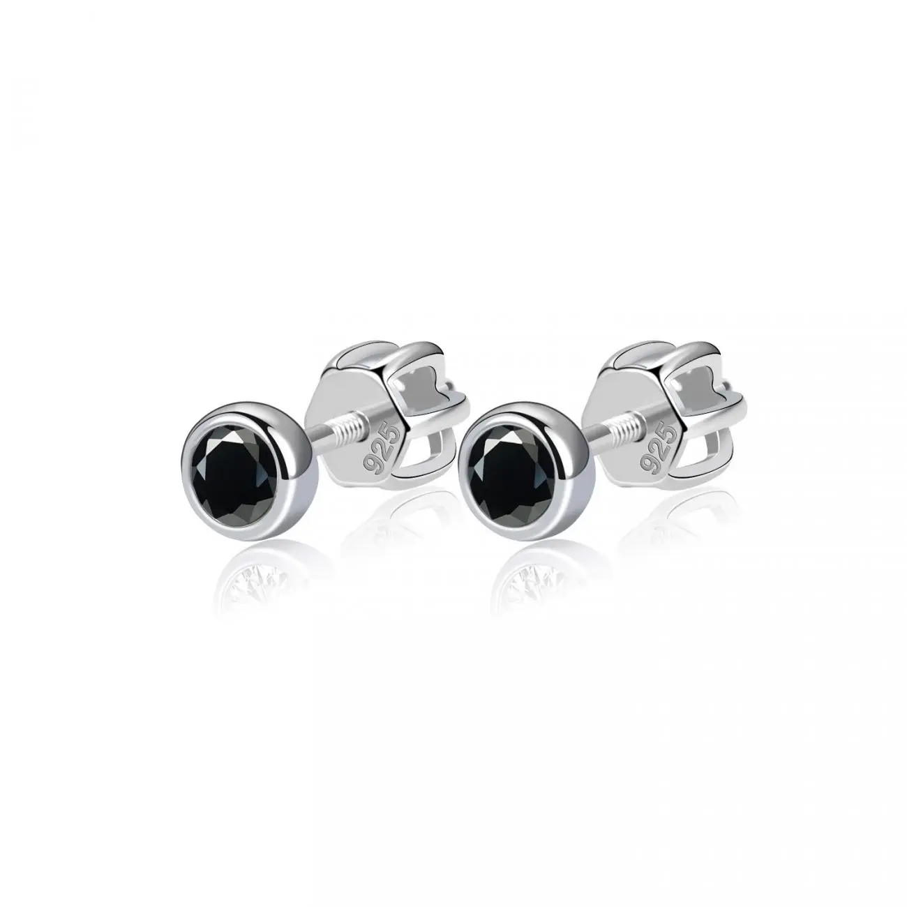 NUBIS Stříbrné náušnice, černé zirkony 3 mm - NB-3651-K