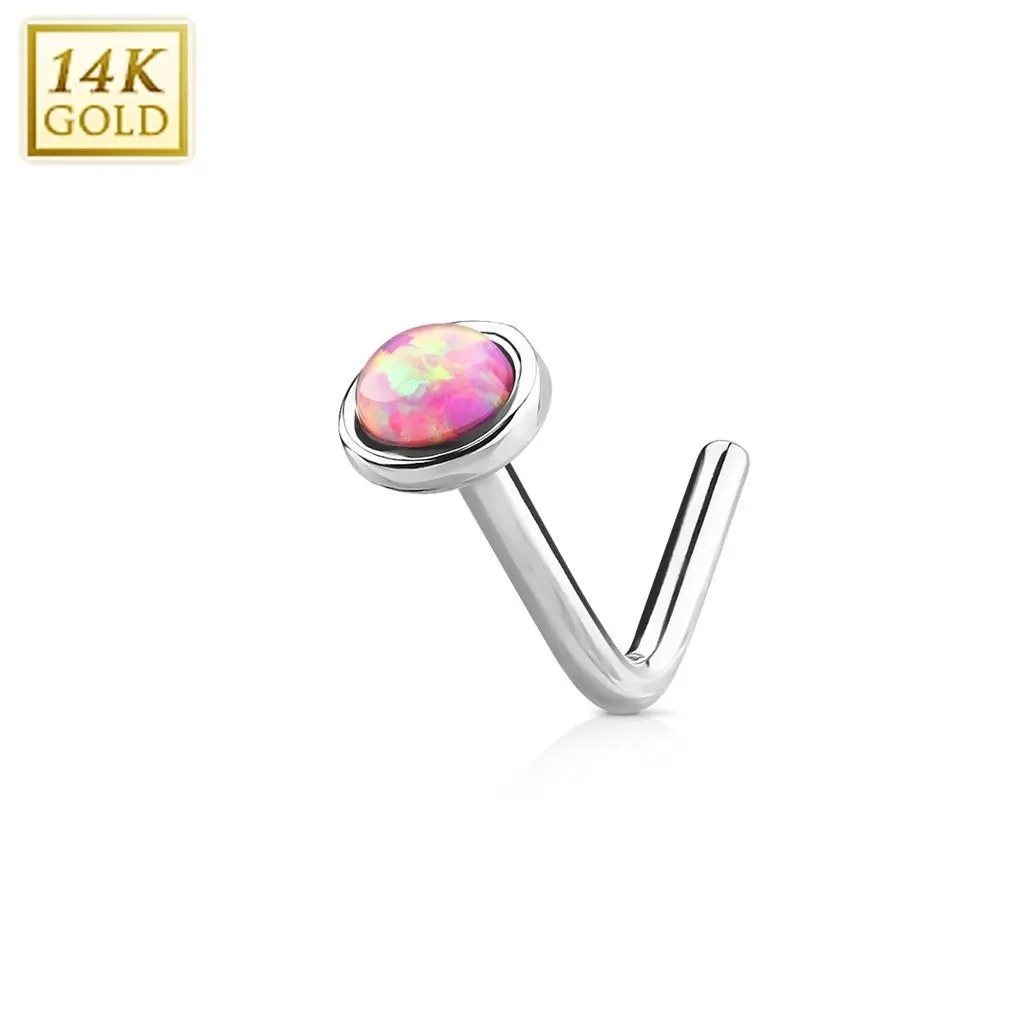 Zlatý piercing do nosu Opál, Au 585/1000 - ZL01022P-WG