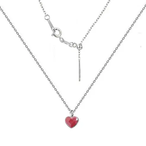 NUBIS Minimalistický stříbrný náhrdelník se srdcem Crystals from Swarovski Royal Red - NB-0204-RR