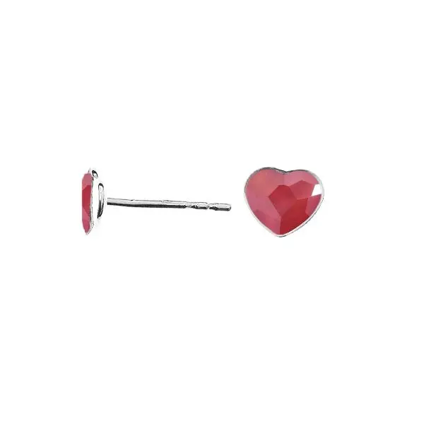 NUBIS Stříbrné náušnice se srdcem Crystals from Swarovski Royal Red - NB-0203-RR