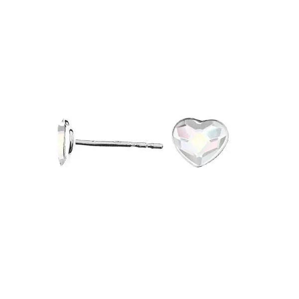 NUBIS Stříbrné náušnice se srdcem Crystals from Swarovski AB - NB-0203-AB