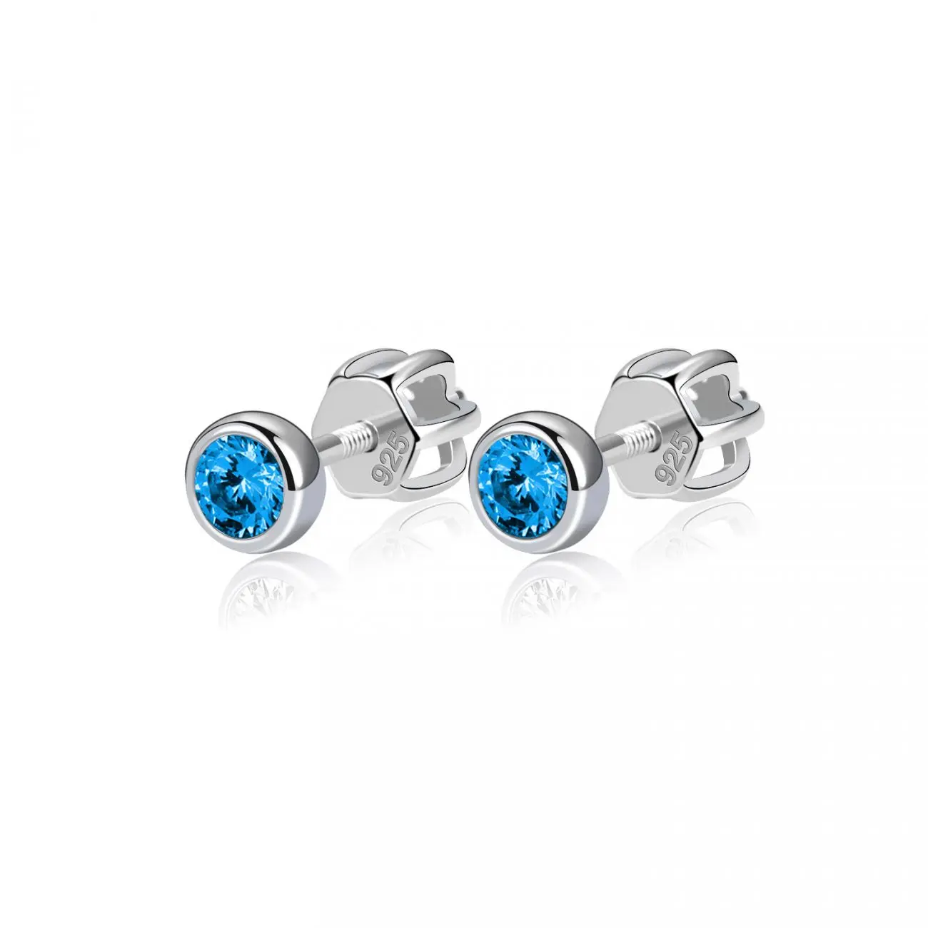 NUBIS Stříbrné náušnice, modré zirkony 3 mm - NB-3651-Q