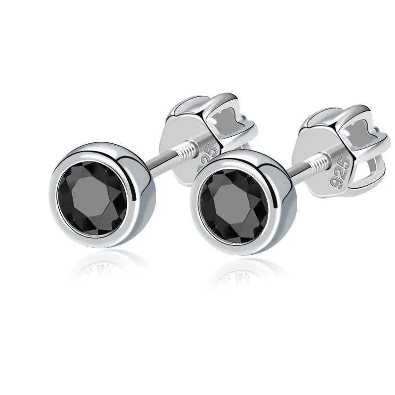 NUBIS Stříbrné náušnice, černé zirkony 4 mm - NB-3652-K
